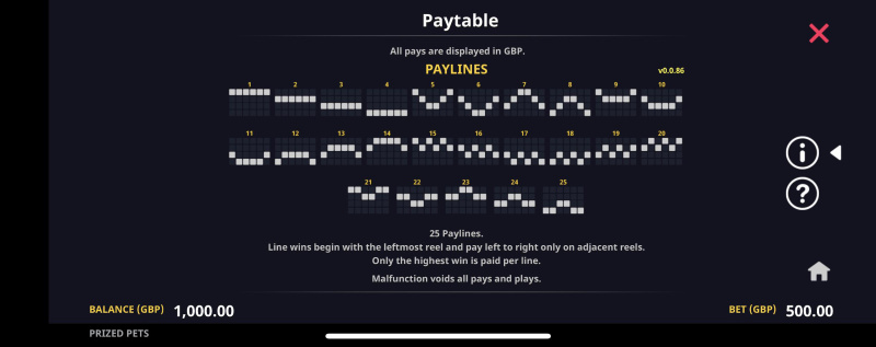 Paylines 1-25