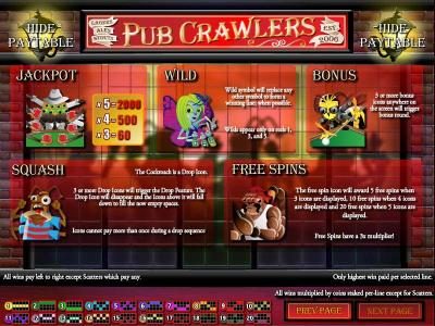 jackpot, wild, bonus, squash and free spins game rules