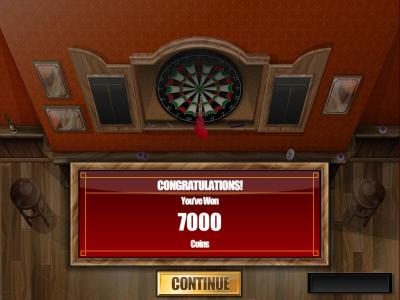 after three dart throwing attempts we earned a 7000 coin big win