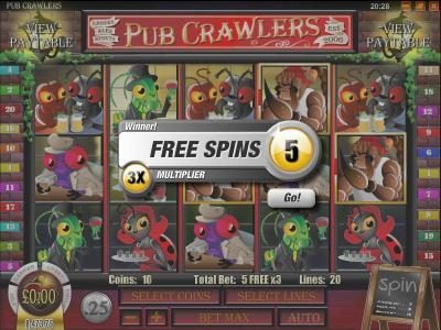 five free spins with a 3x multiplier have been awarded