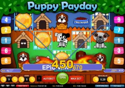 Epic Win: 670 coins paid out on multiple winning paylines