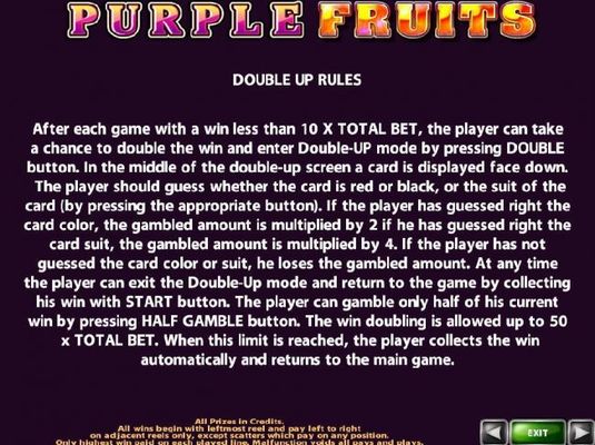 Double Up Gamble Feature Rules