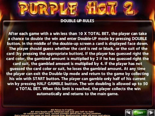 Double Up Gamble Feature Rules