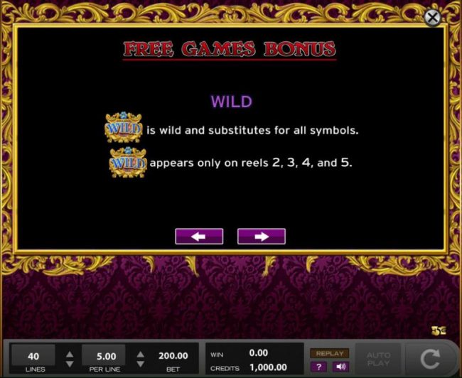 Free Games Bonus - Wild Symbol Rules