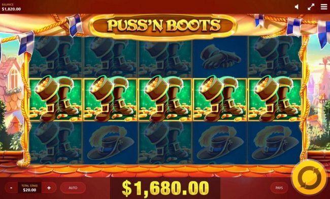 A 1,680.00 jackpot triggered by multiple winning paylines.
