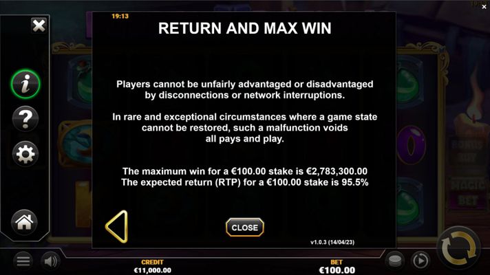 Return and Max Win