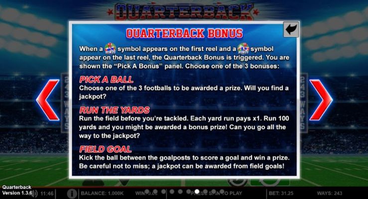 Quarterback :: Bonus Game Rules