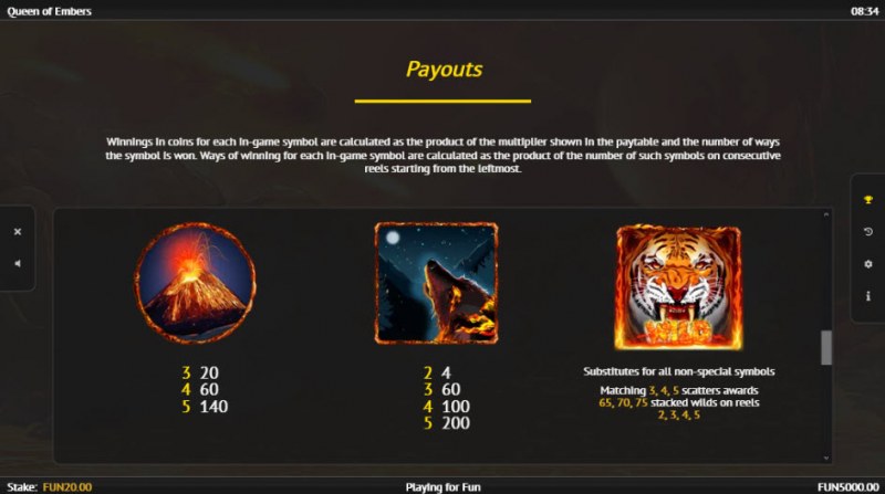 Queen of Embers :: Paytable - High Value Symbols