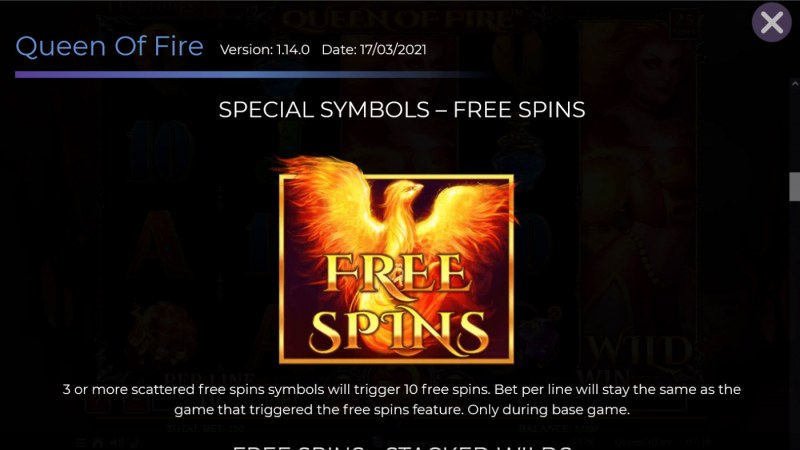 Queen of Fire :: Free Spin Feature Rules
