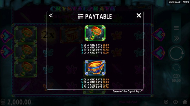 Queen of the Crystal Rays :: Paytable - High Value Symbols