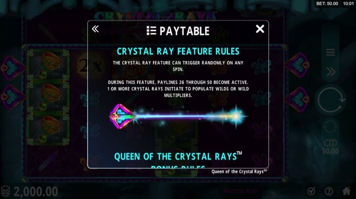 Queen of the Crystal Rays :: Feature Rules