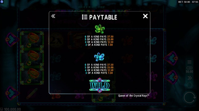 Queen of the Crystal Rays :: Paytable - Low Value Symbols