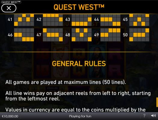 Quest West :: Paylines