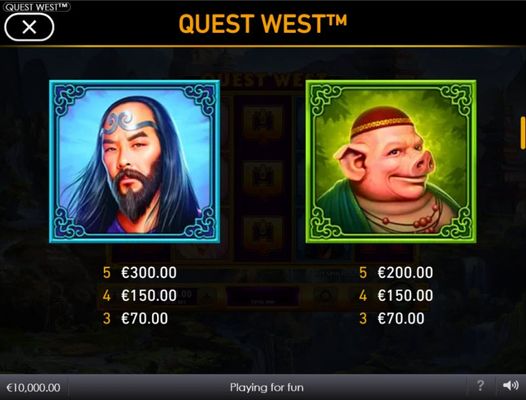 Quest West :: Paytable - High Value Symbols