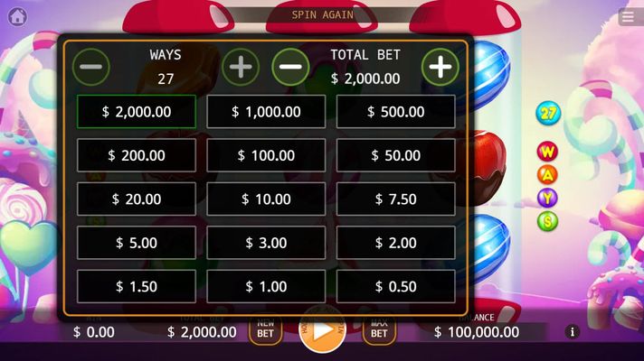 Quick Play Candy :: Available Betting Options