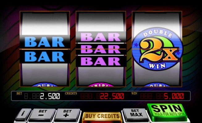 Multiple winning BAR combination with a 2x wild multiplier