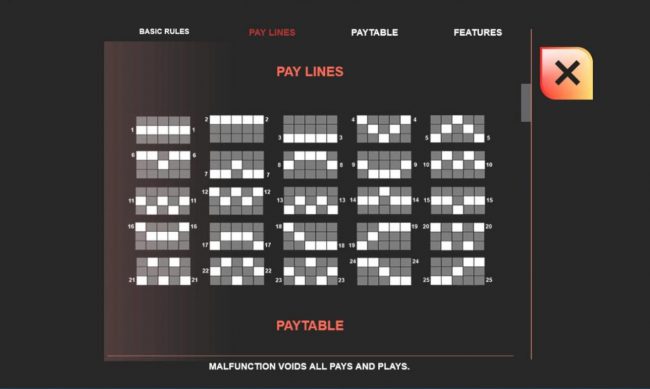 Pay Lines 1-25