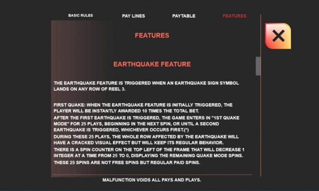 Earthquake Feature Rules