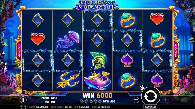 Playing max bet and max coin as well as hitting multiple winning combinations across the reels, pays out a 6000 coin mega win!