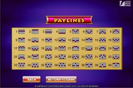 Payline Diagrams 1-40