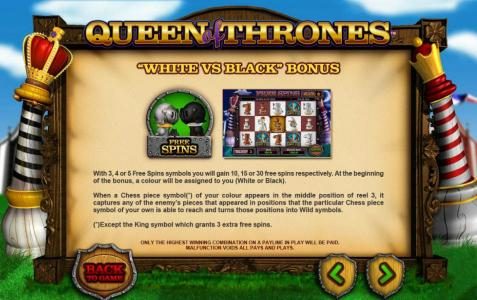 how to play the white vs black bonus feature rules