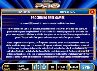 Prochinko Free Games Feature Game Rules