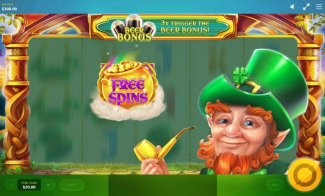 Lucky Leprechaun awards free spins feature.