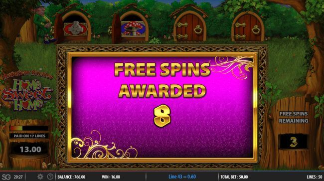 8 Free Spins Awarded