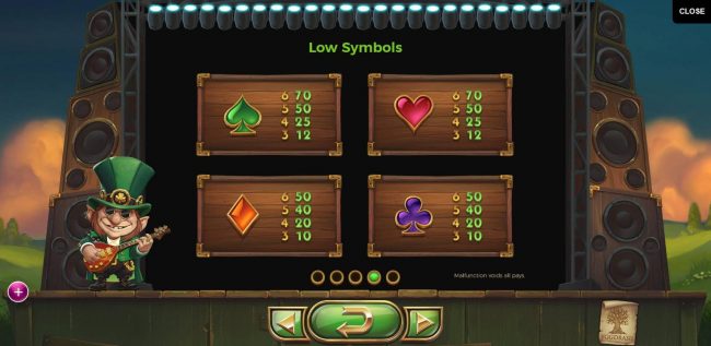 Low value game symbols paytable