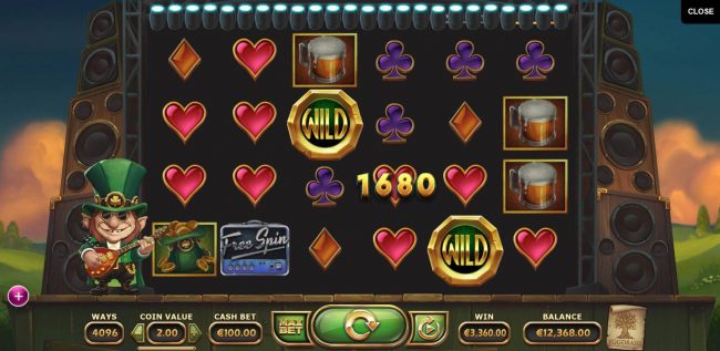 A 3,360.00 payout triggered by heart symbols across the reels