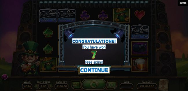 7 Free Spins awarded