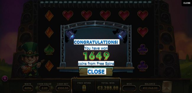 Total free spins payout awarded 1649 coins