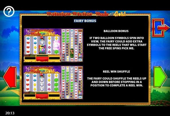 Fairy Bonus Rules - Balloon Bonus and Reel Win Shuffle