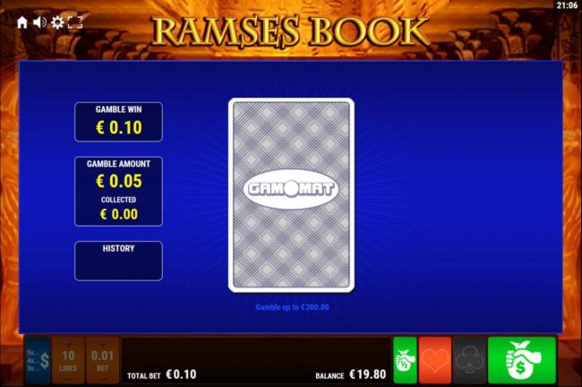 Gamble Feature - To gamble any win press Gamble then select Red or Black.