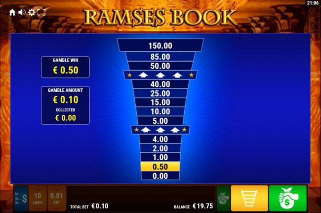 Ladder Gamble Feature Game Board available after every winning spin.