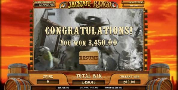 free spins feature pays out a $3,450 big win