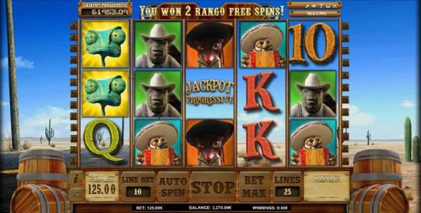 two Rango symbols triggers two free spins