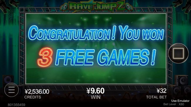 3 Free Spins Awarded