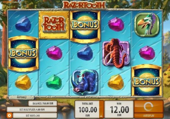 Bonus scatter symbols on reels 1, 3 and 5 triggers free spins feature