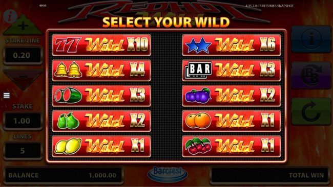 Select your wild to use during game play.
