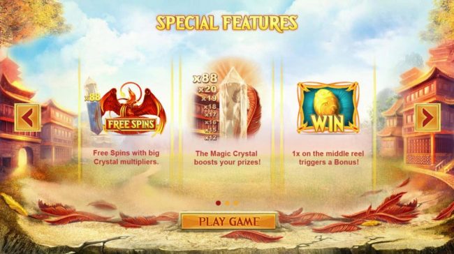 Special Features - Free Spins, Magic Crystal and Bonus.