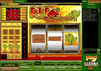 this video slot game is a 3 reel slot machine with 5 pay lines