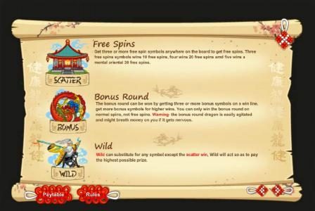 Free Spins, Bonus Round and Wild Symbol Rules
