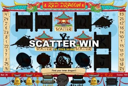 Three scatter scatter symbols triggers free spins feature