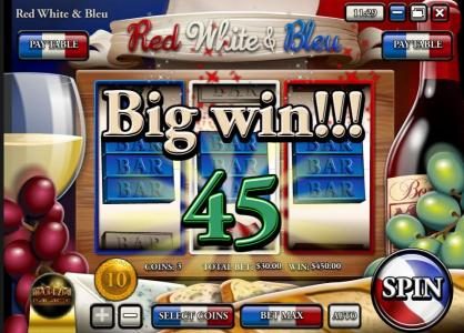 Three bar symbols leads to a 45 coin big win.