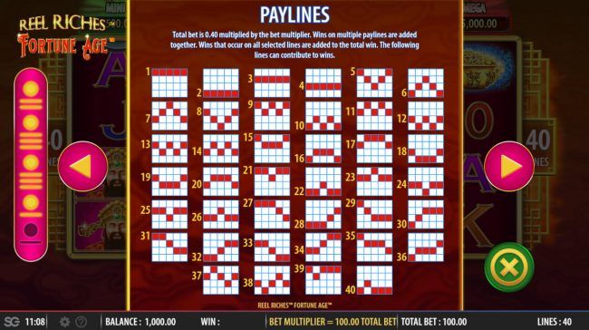 Paylines 1-40