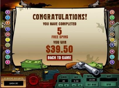 free spins feature pays out a total jackpot of $39.50