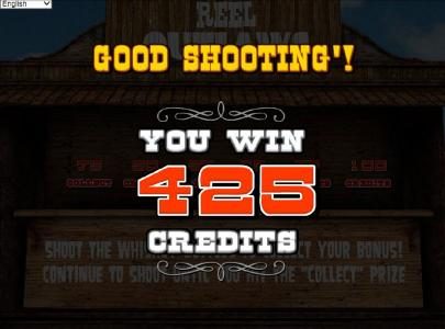 good shooting - 425 credits awarded during the bonus game