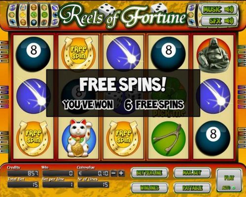 Landing three or more Horseshoe free spin symbols on an active payline triggers 6 or more free spins.