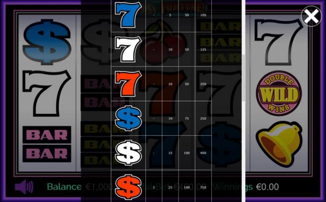 Medium Value Slot Game  Symbols Paytable